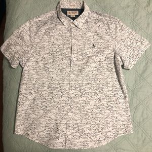 Penguin button up shirt with sharks